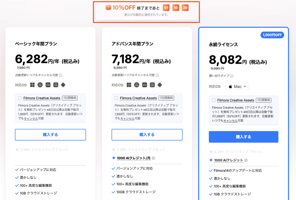Filmora公式ストアでもらえるクーポン